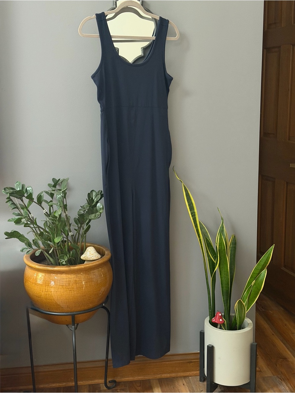 Athleta Sleeveless Navy Blue Wide Leg Jumpsuit